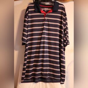 Reebok Golf Polo Shirt Men's 3XLT Blue Striped Performance Short Sleeve
